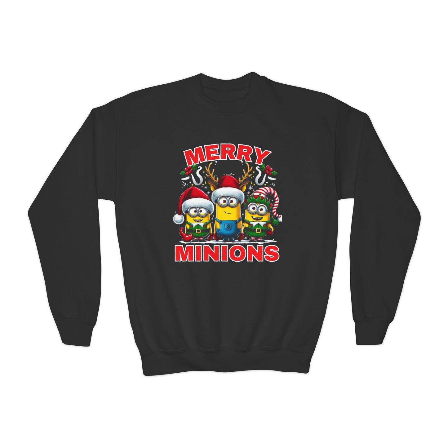 Christmas Minion Youth Crewneck Sweatshirt | Cute Xmas Family Matching Graphic