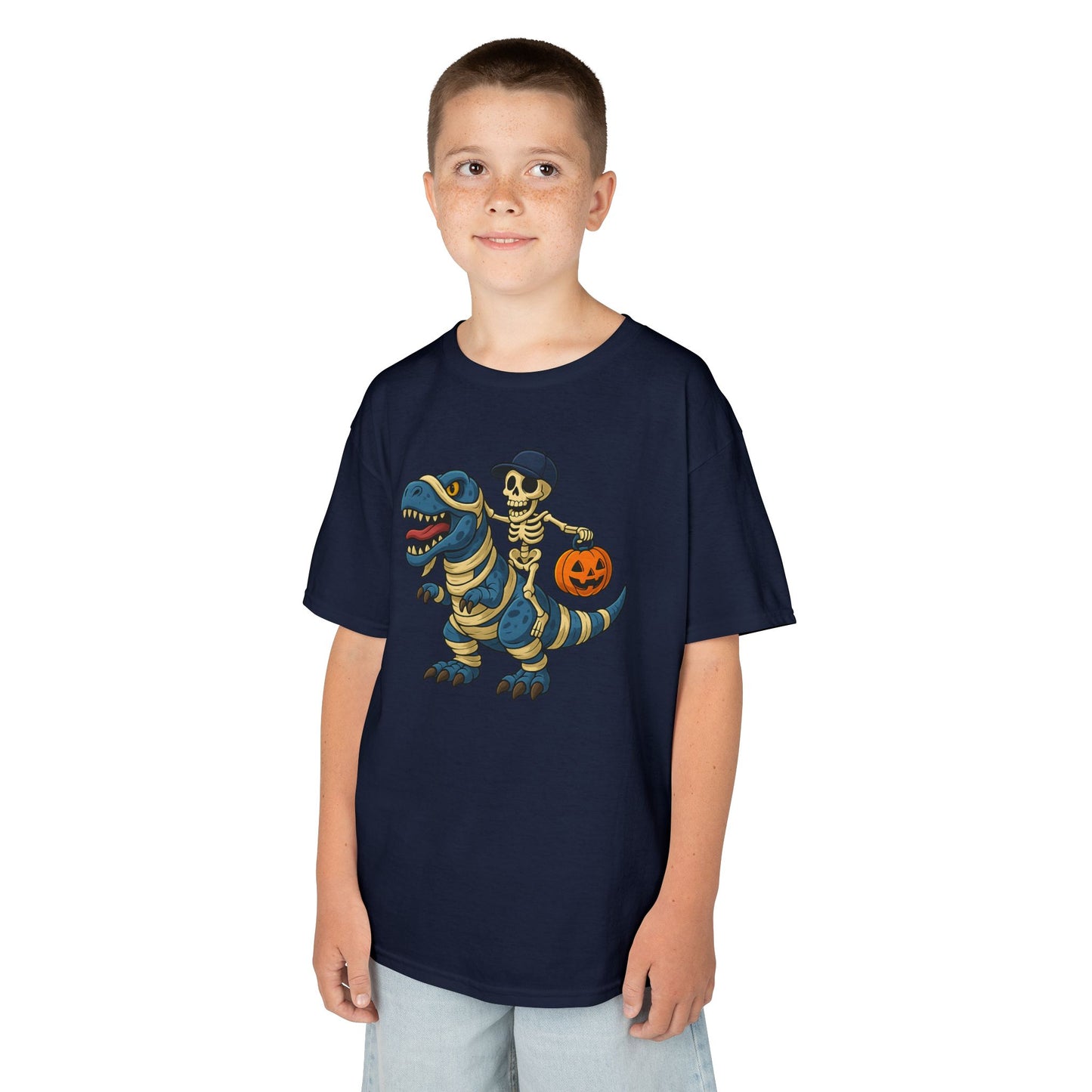 Scary Halloween Dinosaur Kids, Funny Halloween Skeleton Heavy Cotton™ Tee