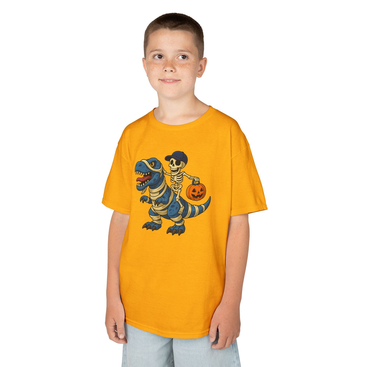 Scary Halloween Dinosaur Kids, Funny Halloween Skeleton Heavy Cotton™ Tee