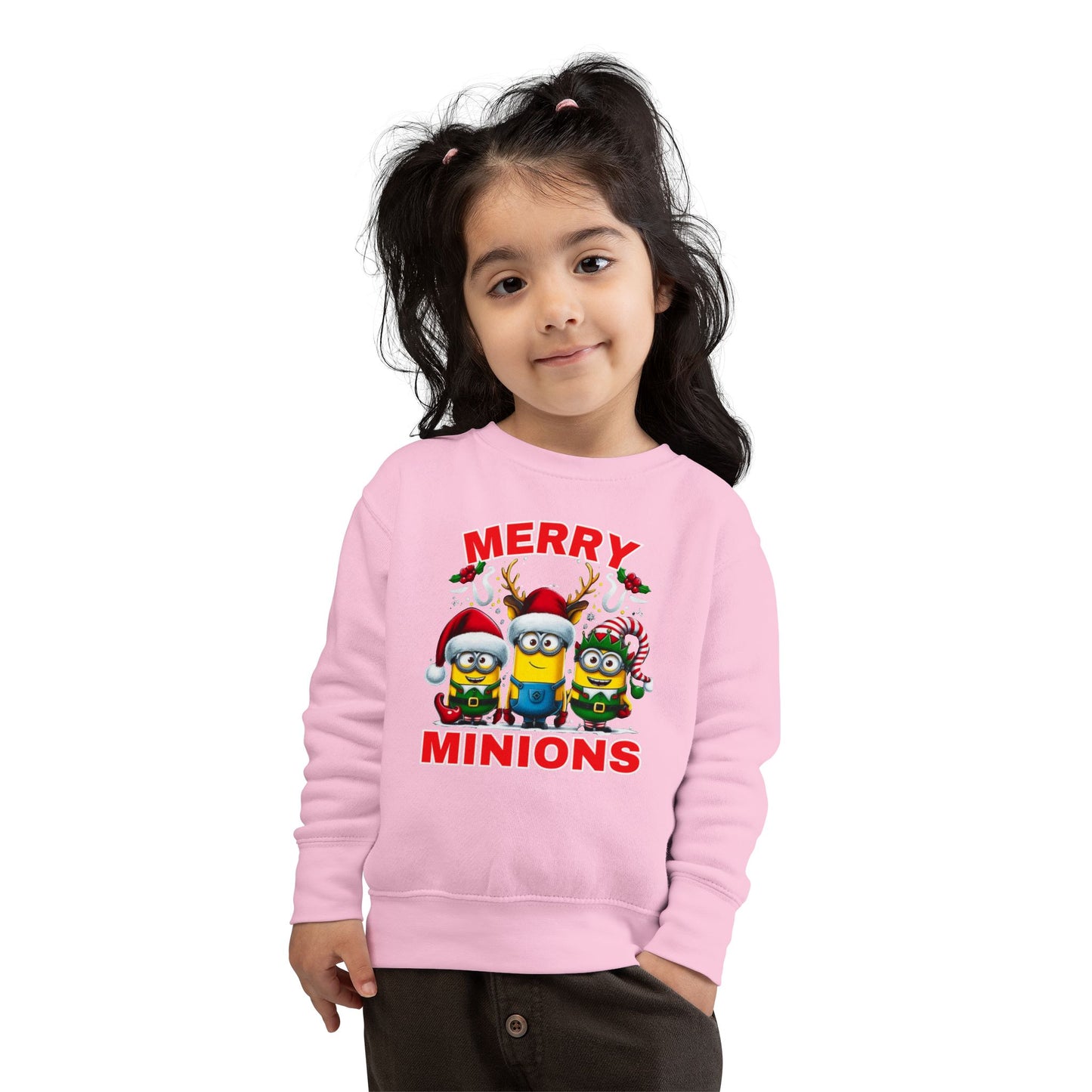 Christmas Minion Holiday Minions Sweatshirt | Cute Xmas Graphic Family Matching Toddler Sweatshirt