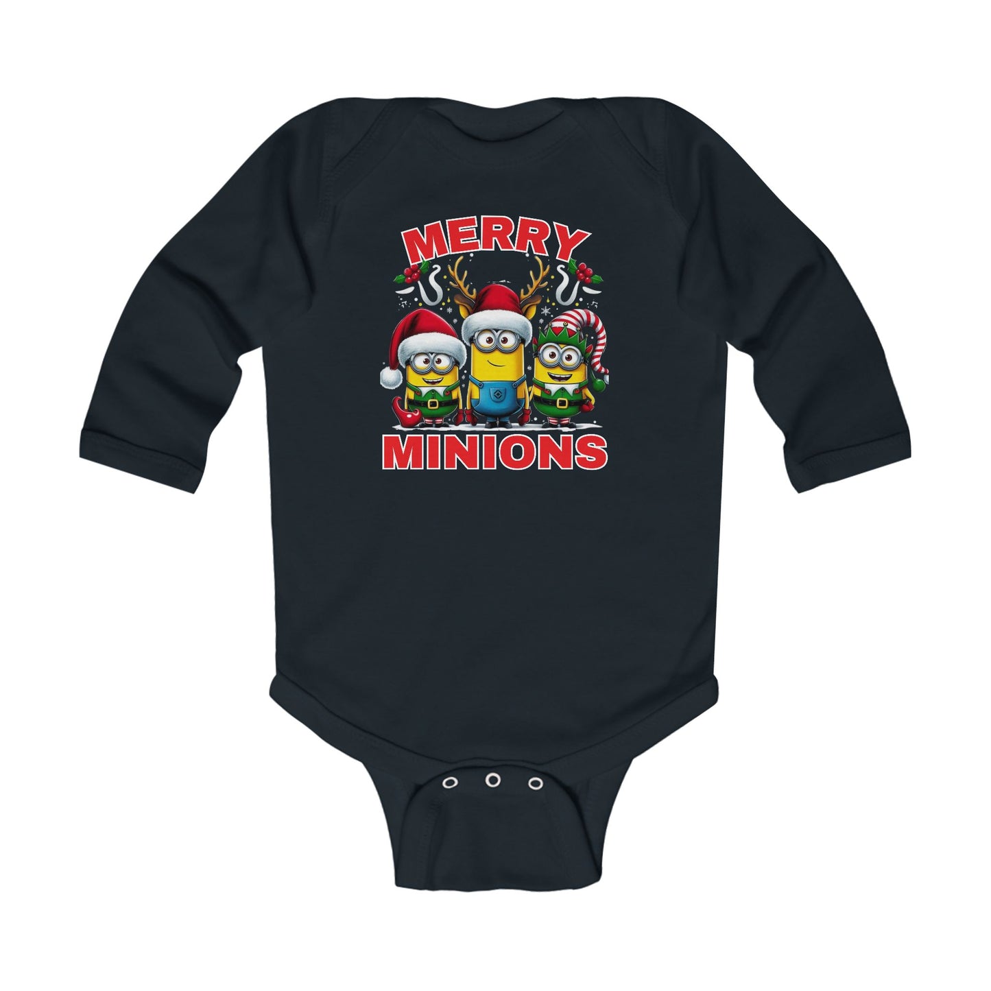 Christmas Minion Holiday Minions Sweatshirt | Cute Xmas Graphic Family Matching Infant Long Sleeve Bodysuit