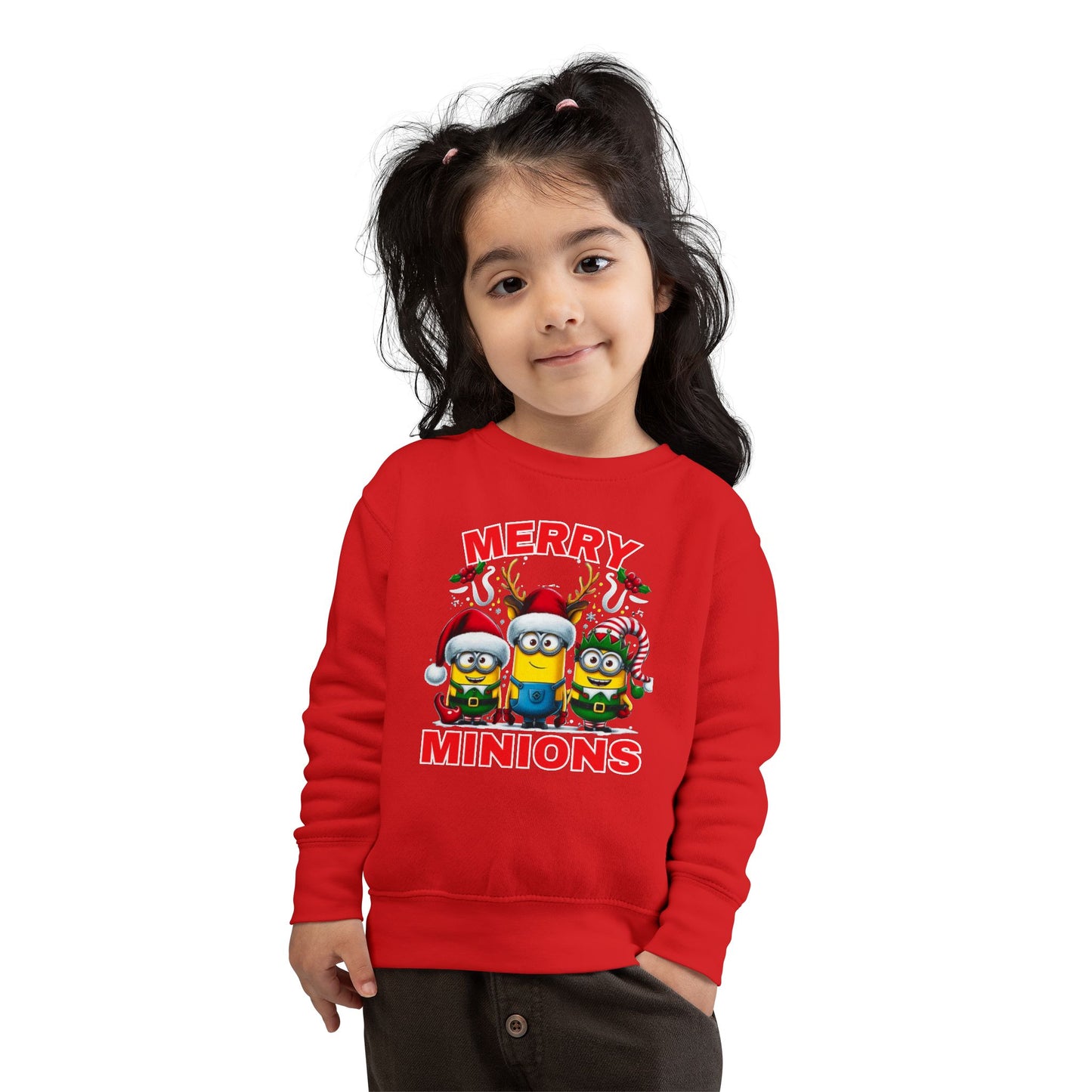 Christmas Minion Holiday Minions Sweatshirt | Cute Xmas Graphic Family Matching Toddler Sweatshirt