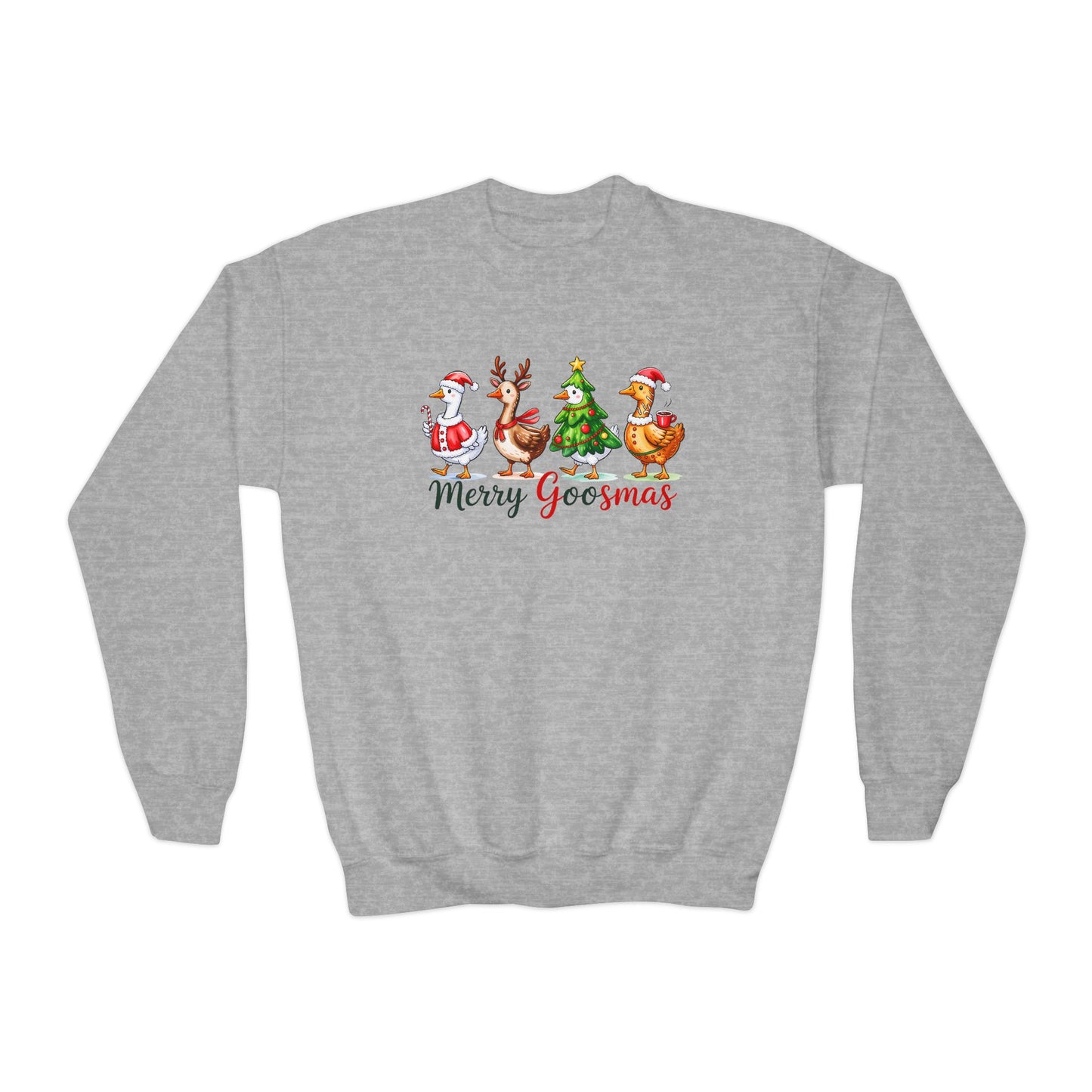 Christmas Merry Goosmas Goose Sweatshirt, Holiday Merry Goose Christmas ShirtYouth Crewneck Sweatshirt