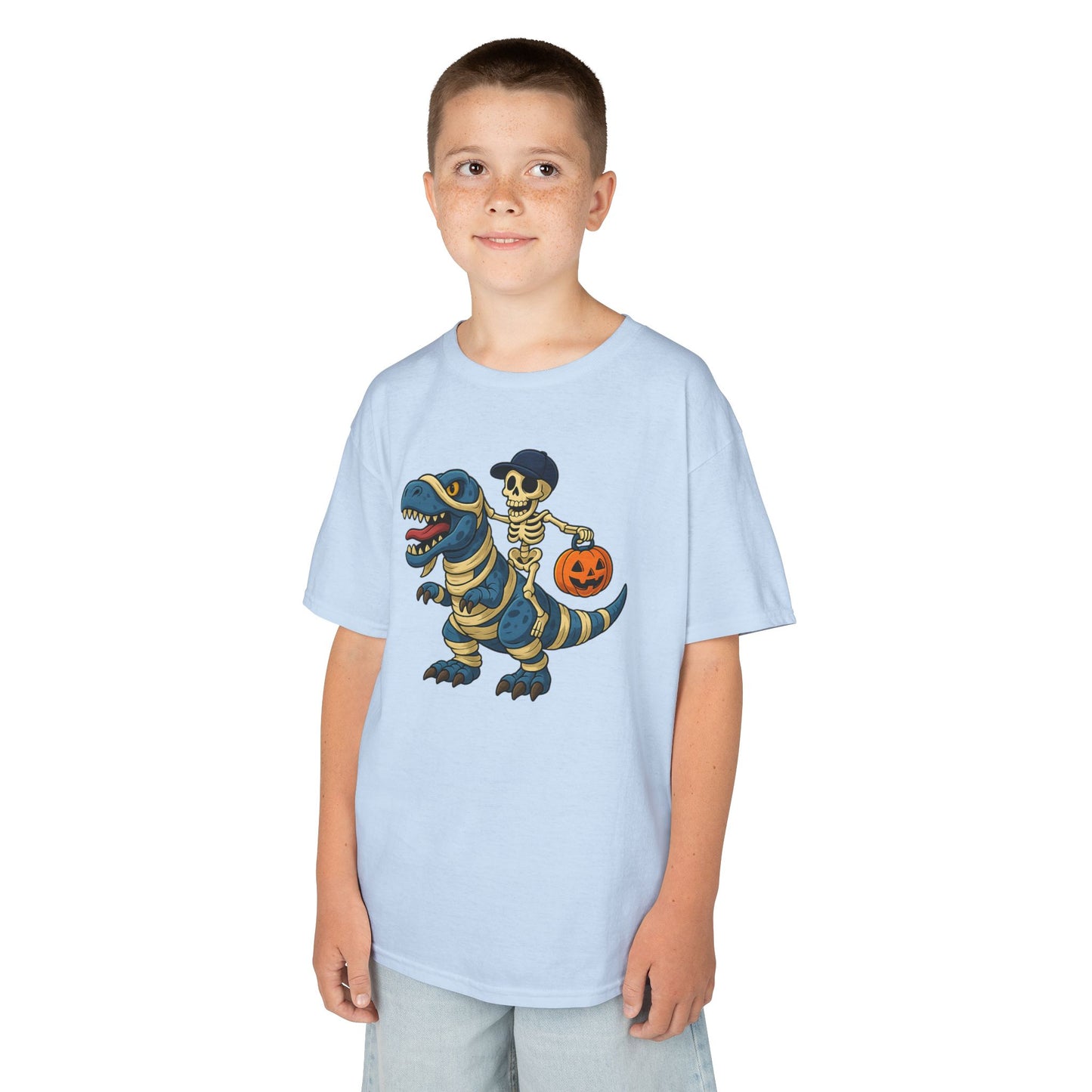 Scary Halloween Dinosaur Kids, Funny Halloween Skeleton Heavy Cotton™ Tee