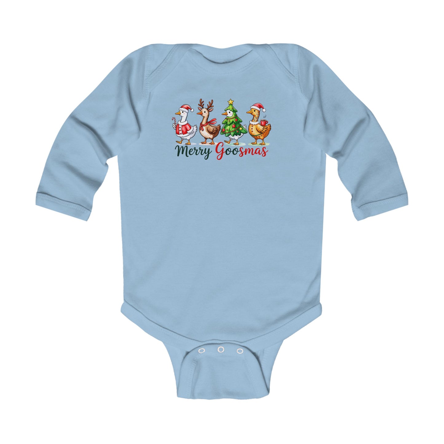 Christmas Merry Goosmas Goose Sweatshirt, Holiday Merry Goose Christmas Shirt Infant Long Sleeve Bodysuit