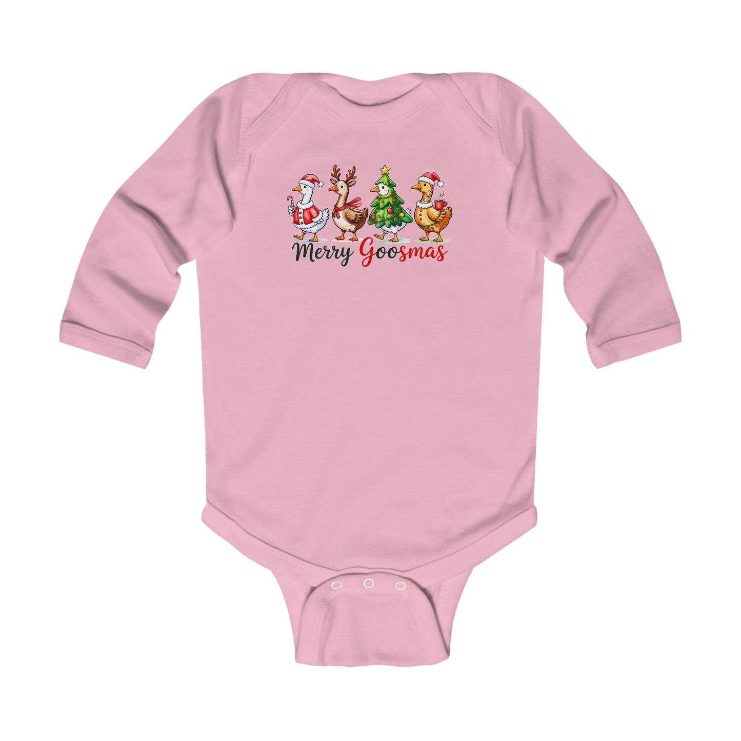 Christmas Merry Goosmas Goose Sweatshirt, Holiday Merry Goose Christmas Shirt Infant Long Sleeve Bodysuit