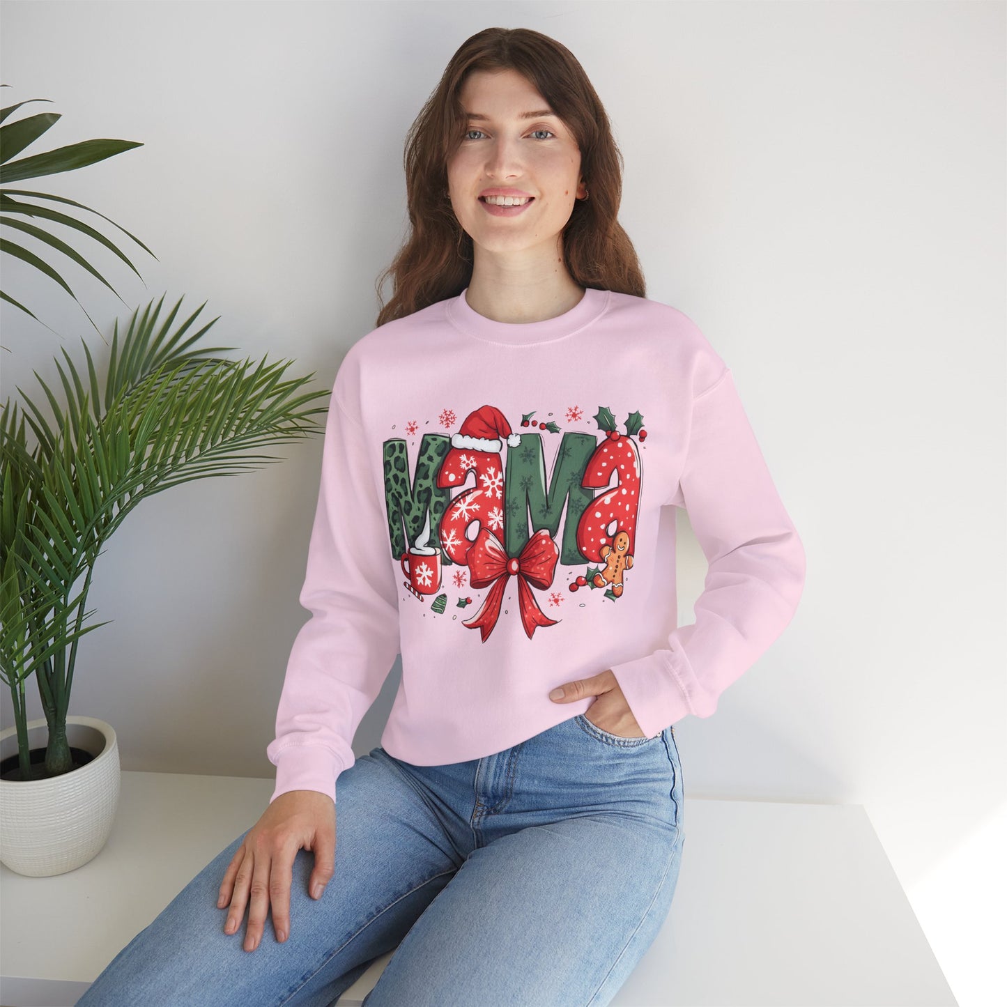 Personalized Christmas Holiday Sweatshirt, Custom Mom Holiday Apparel, Christmas Coffee and Gingerbread Sweatshirt