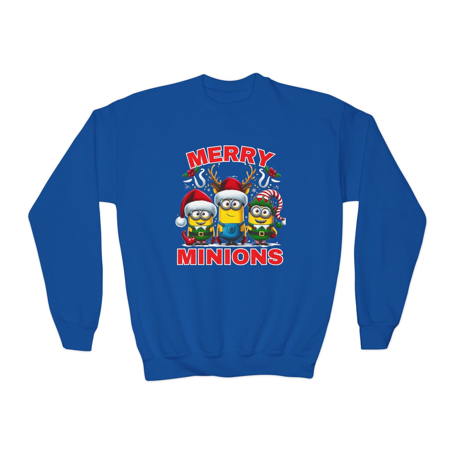 Christmas Minion Youth Crewneck Sweatshirt | Cute Xmas Family Matching Graphic