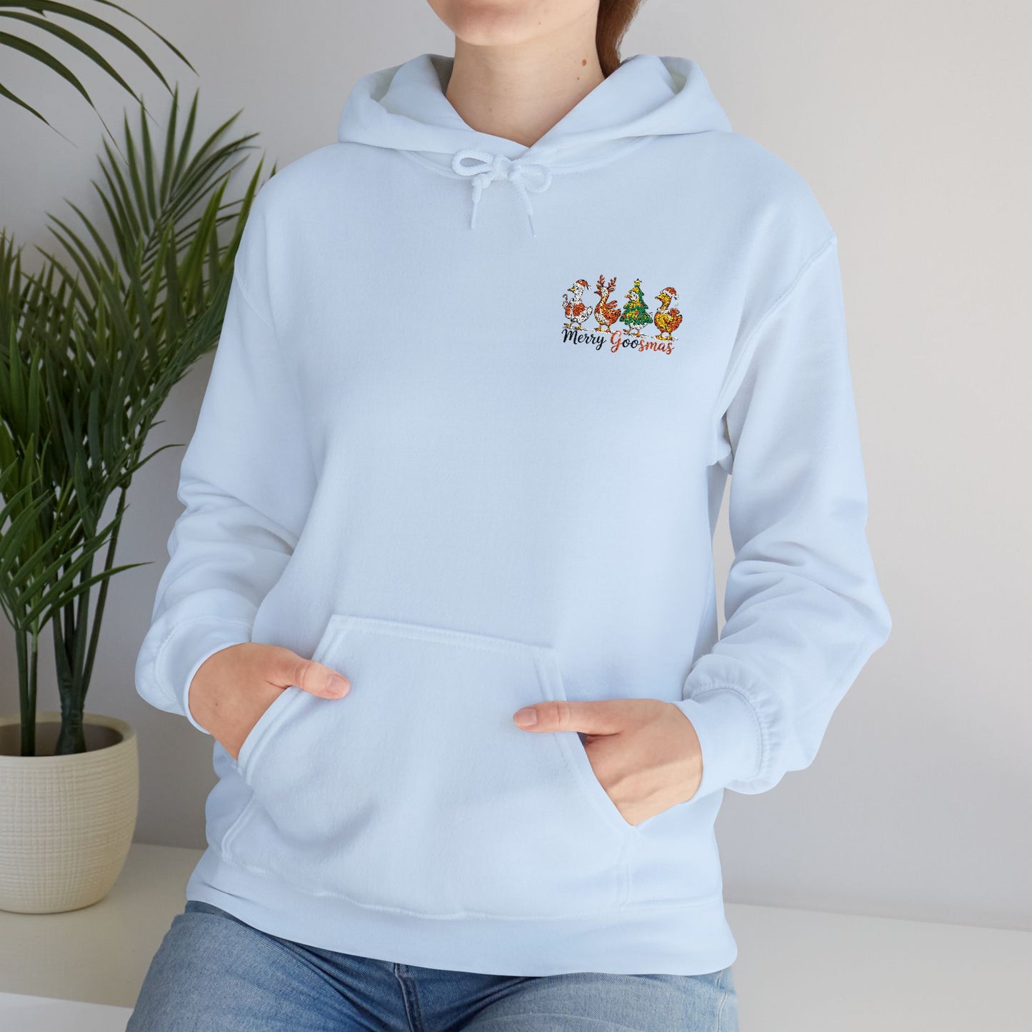 Christmas Merry Goosmas Goose Sweatshirt, Holiday Merry Goose Christmas Shirt Unisex Heavy Hooded Sweatshirt