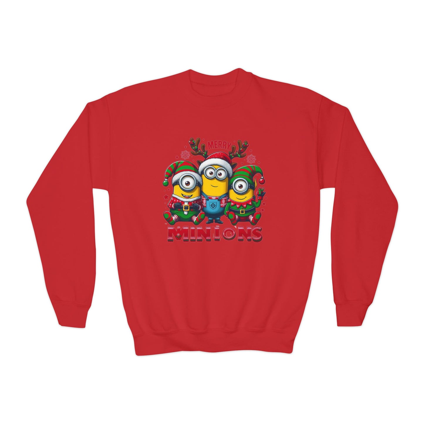 Christmas Minion Youth Crewneck Sweatshirt | Cute Xmas Family Matching Graphic