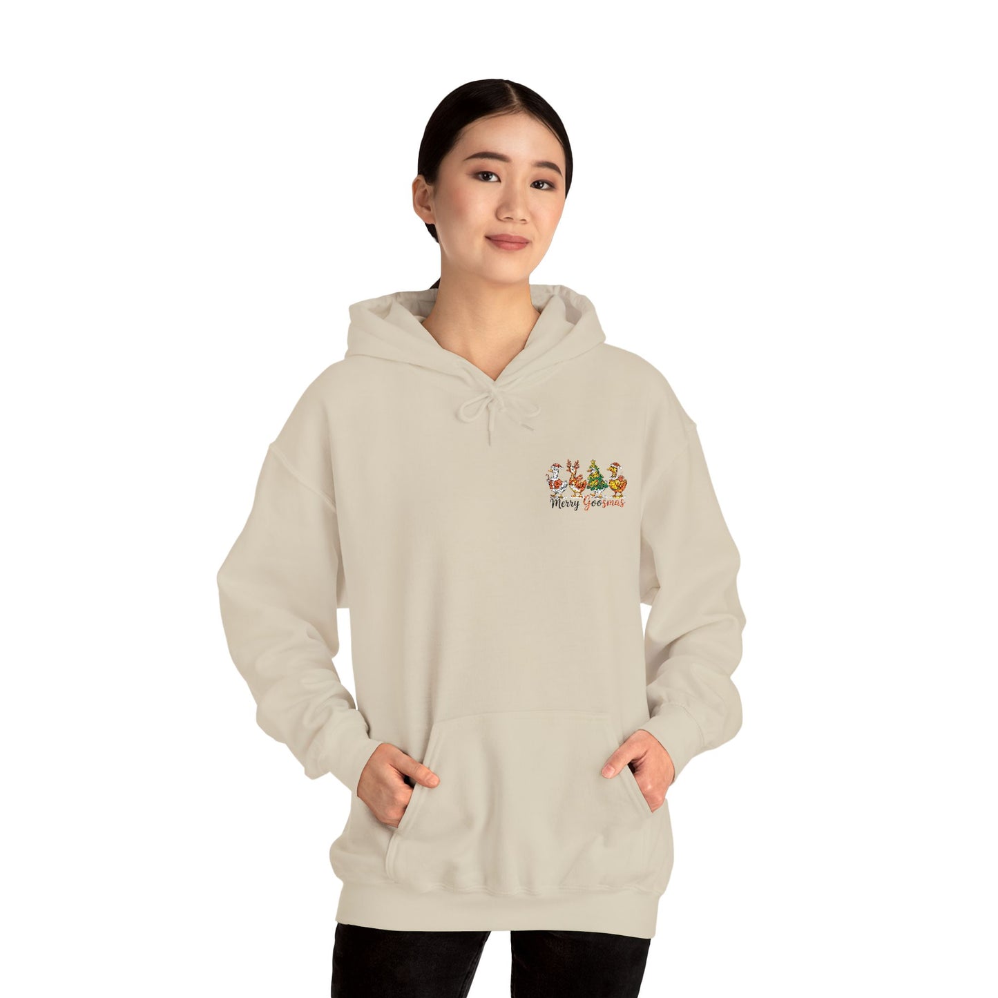 Christmas Merry Goosmas Goose Sweatshirt, Holiday Merry Goose Christmas Shirt Unisex Heavy Hooded Sweatshirt