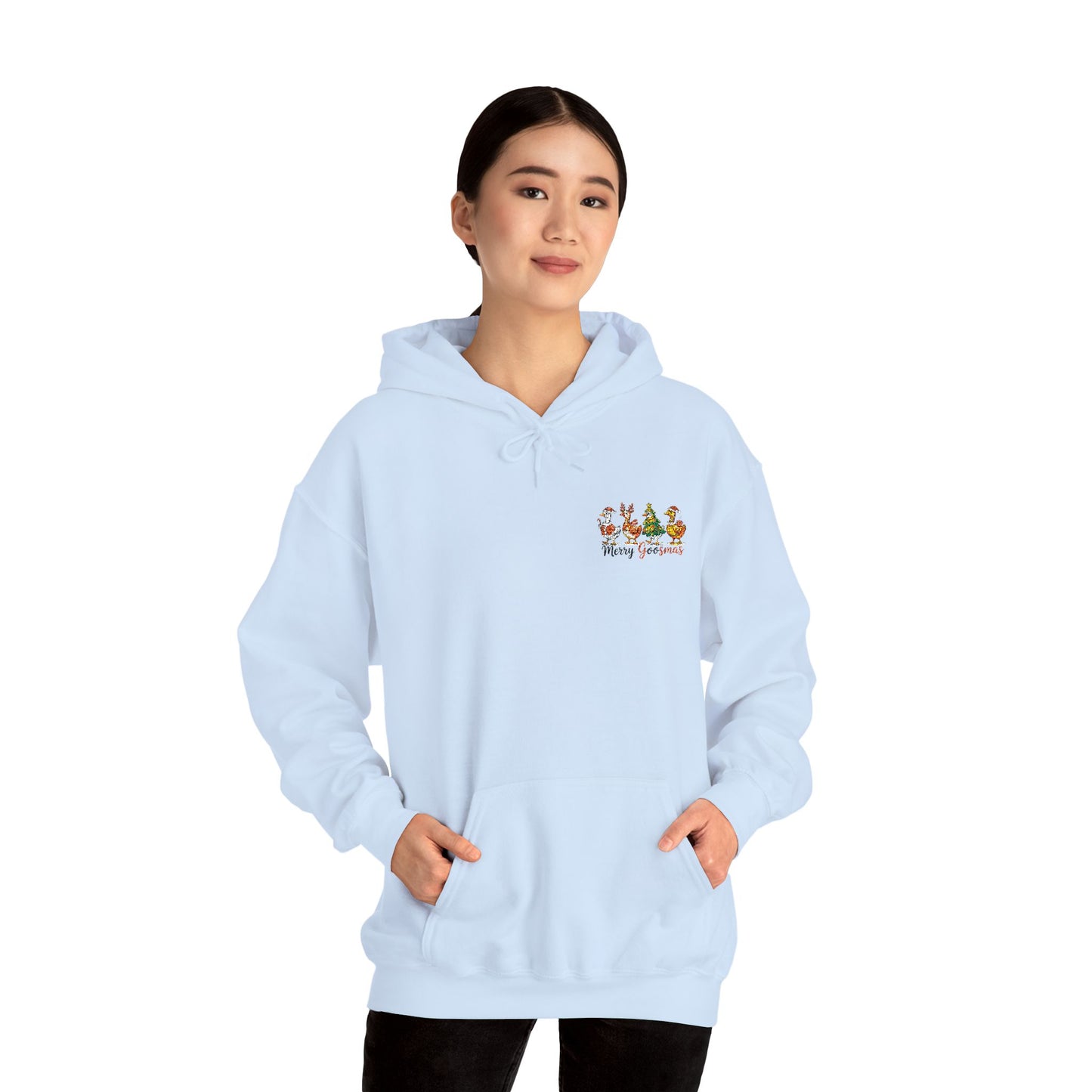 Christmas Merry Goosmas Goose Sweatshirt, Holiday Merry Goose Christmas Shirt Unisex Heavy Hooded Sweatshirt