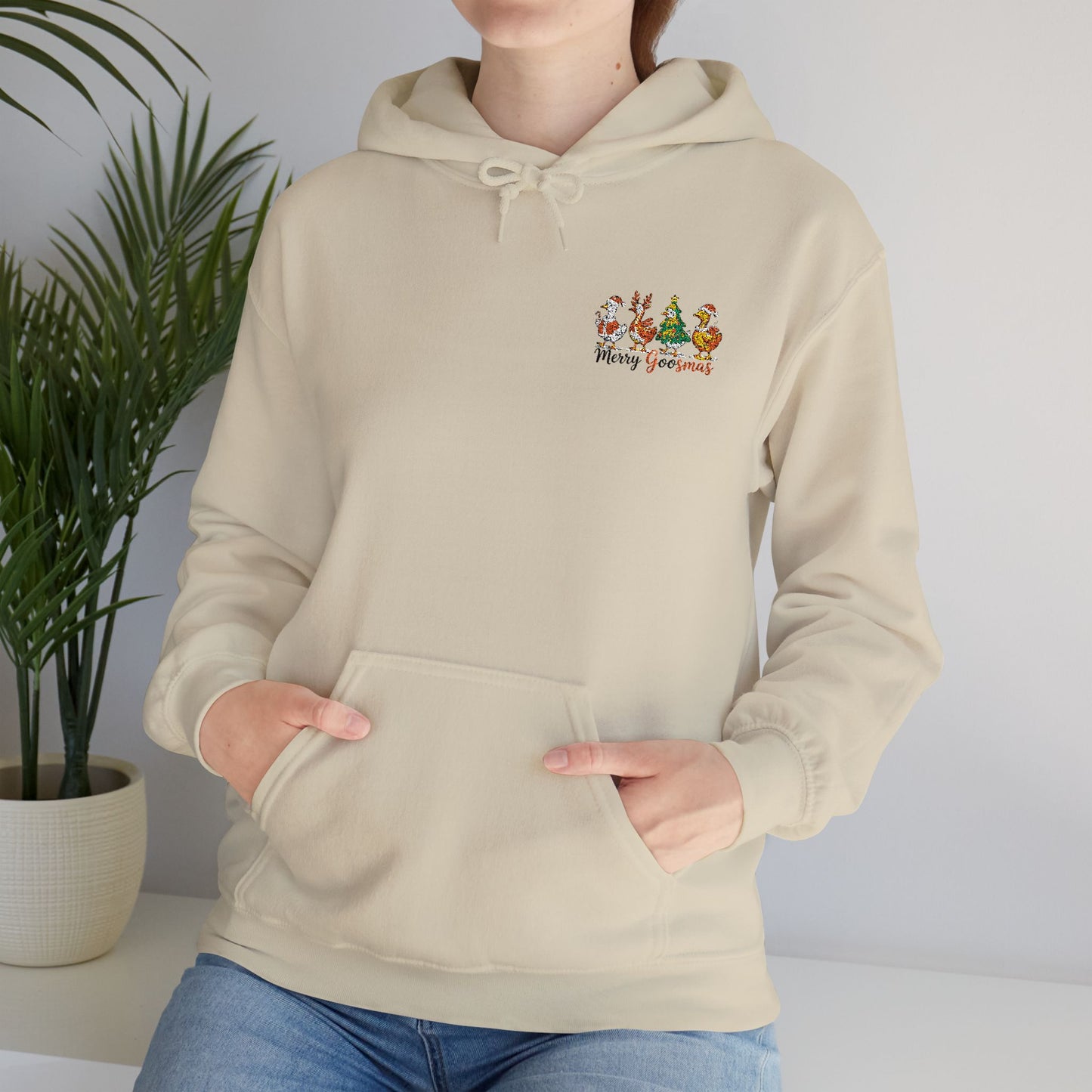 Christmas Merry Goosmas Goose Sweatshirt, Holiday Merry Goose Christmas Shirt Unisex Heavy Hooded Sweatshirt