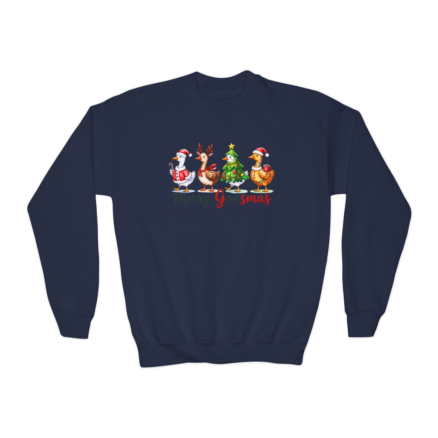 Christmas Merry Goosmas Goose Sweatshirt, Holiday Merry Goose Christmas ShirtYouth Crewneck Sweatshirt
