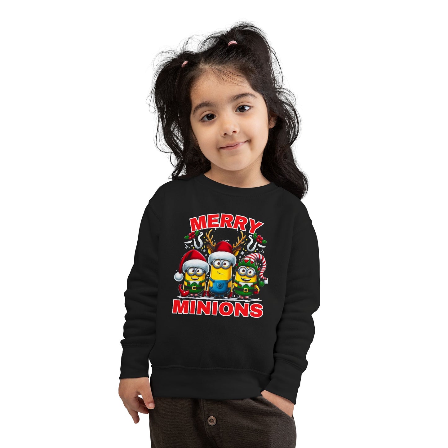 Christmas Minion Holiday Minions Sweatshirt | Cute Xmas Graphic Family Matching Toddler Sweatshirt