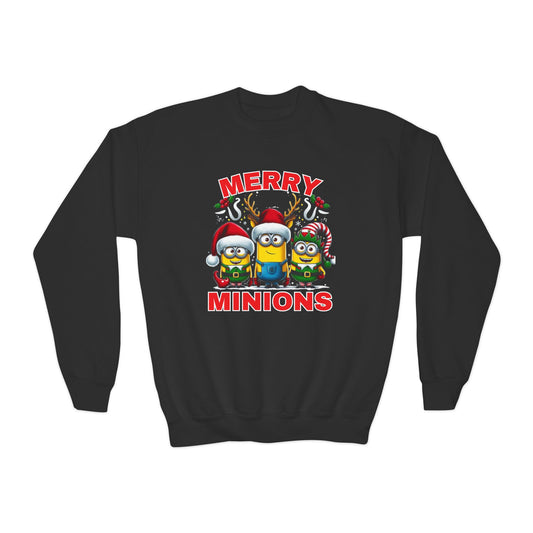 Christmas Minion Youth Crewneck Sweatshirt | Cute Xmas Family Matching Graphic