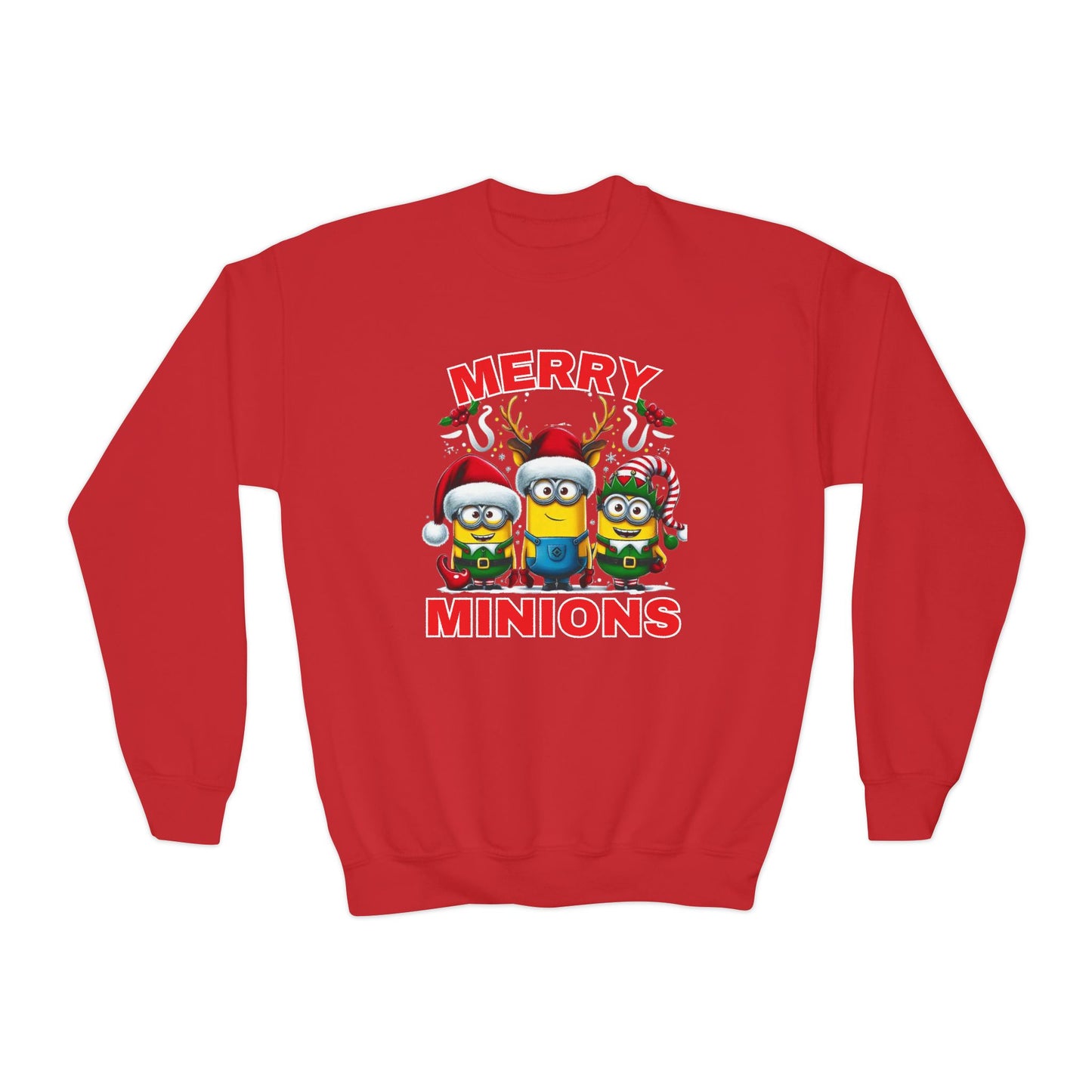 Christmas Minion Youth Crewneck Sweatshirt | Cute Xmas Family Matching Graphic
