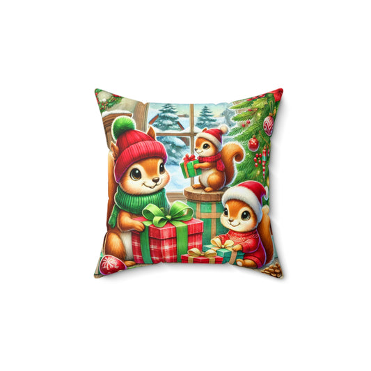 Adorable Christmas Animal Pillow 🎄 | Festive Holiday Cushion Cover | Cute Winter Decor for Home, Sofa & Gifts Spun Polyester Pillow