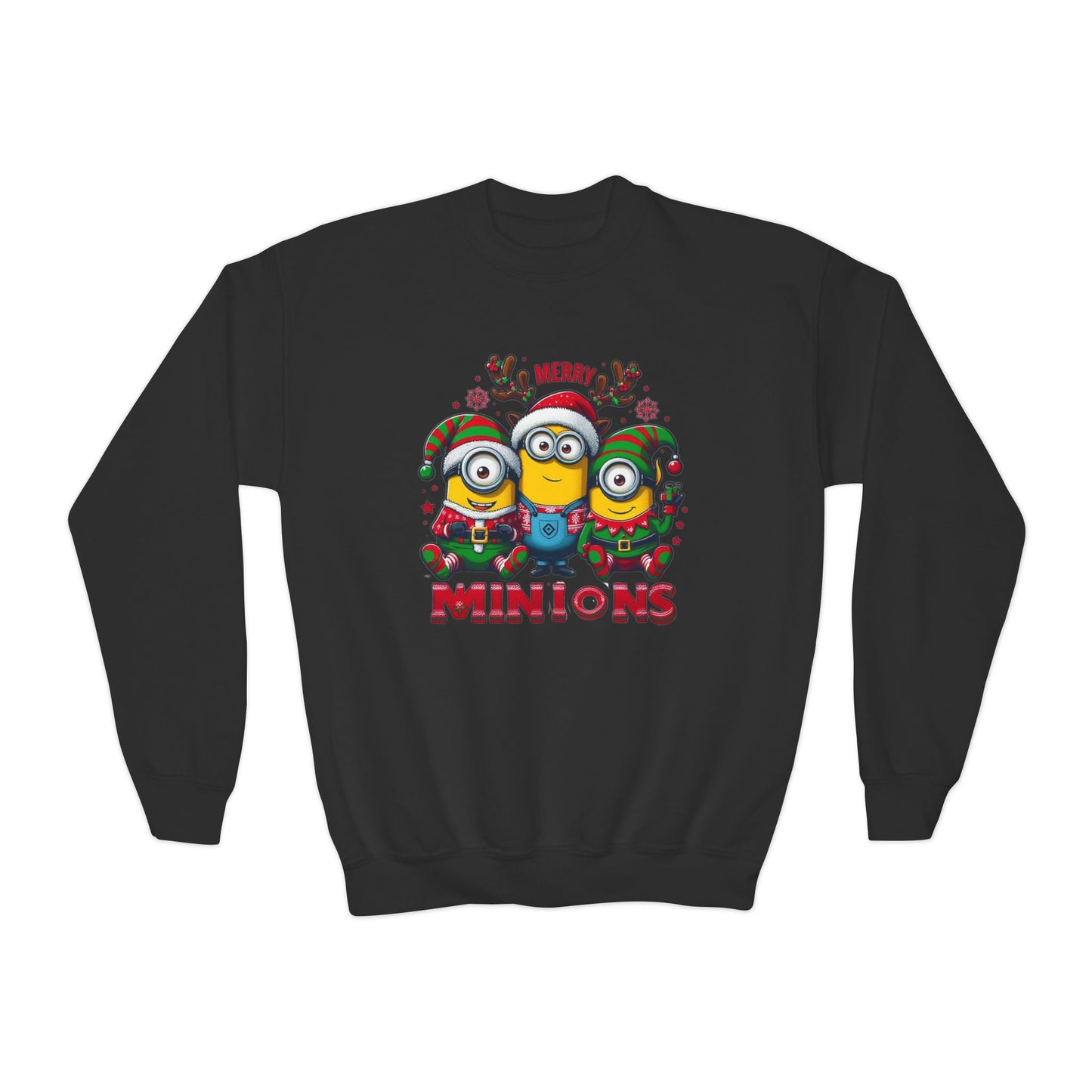 Christmas Minion Youth Crewneck Sweatshirt | Cute Xmas Family Matching Graphic