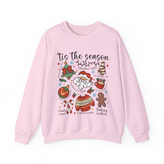 Cute Merry Christmas Sweatshirt | Coquette Aesthetic Crewneck | Xmas Tree & Gingerbread Unisex Holiday Sweatshirt Gift