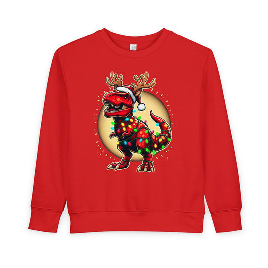 Cute Dinosaur Christmas Lights Sweatshirt for Kids | Festive Holiday Dino Pullover | Funny Xmas Sweater for Boys & Girls
