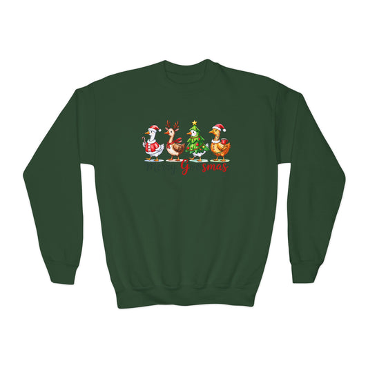 Christmas Merry Goosmas Goose Sweatshirt, Holiday Merry Goose Christmas ShirtYouth Crewneck Sweatshirt