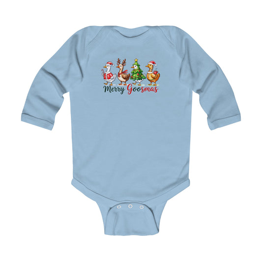 Christmas Merry Goosmas Goose Sweatshirt, Holiday Merry Goose Christmas Shirt Infant Long Sleeve Bodysuit