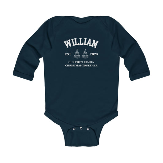 Custom Christmas Baby Onesies 🎄 | Matching Family Holiday Sweater | Personalized Xmas Infant Long Sleeve Bodysuit