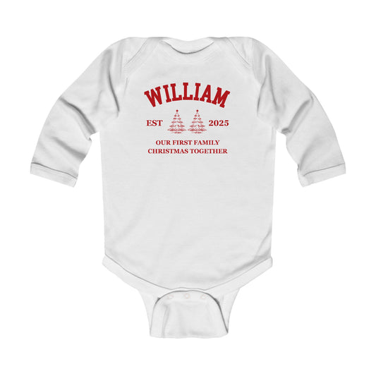 Custom Christmas Baby Onesies 🎄 | Matching Family Holiday Sweater | Personalized Xmas Infant Long Sleeve Bodysuit