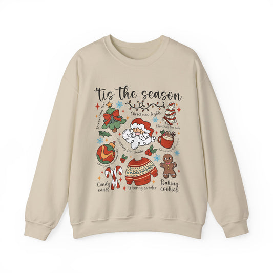 Cute Merry Christmas Sweatshirt | Coquette Aesthetic Crewneck | Xmas Tree & Gingerbread Unisex Holiday Sweatshirt Gift