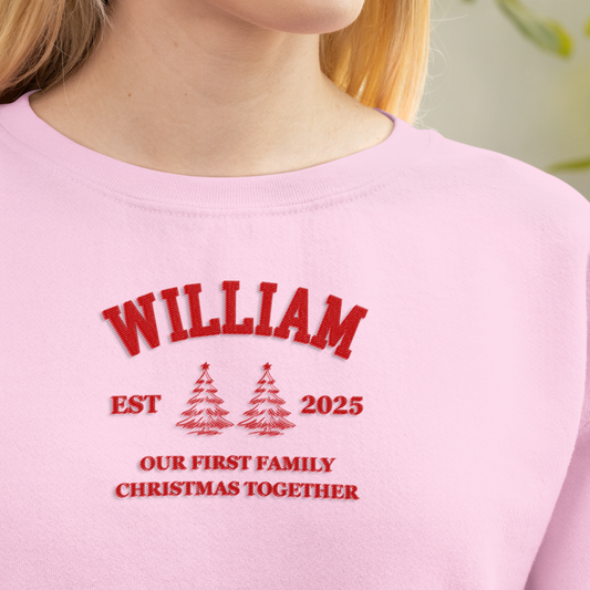 Custom Christmas Embroidered Sweatshirt 🎄 | Matching Family Holiday Sweater | Personalized Xmas Unisex Sweatshirt