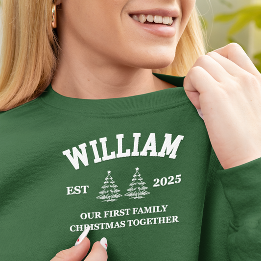 Custom Christmas Embroidered Sweatshirt 🎄 | Matching Family Holiday Sweater | Personalized Xmas Unisex Sweatshirt